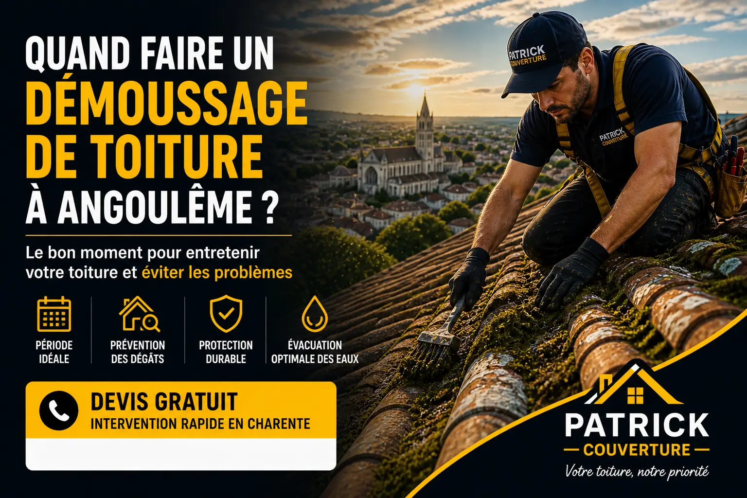 démoussage toiture Angoulême quand faire nettoyage toiture Charente
