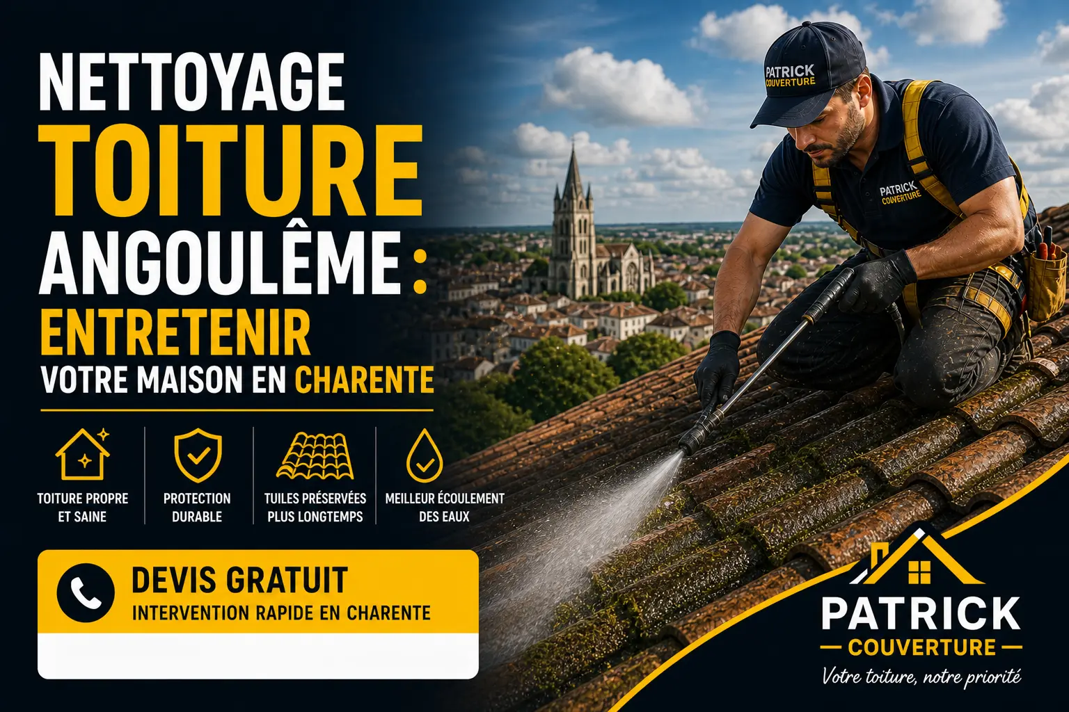 nettoyage toiture Angoulême entretien toiture Charente couvreur