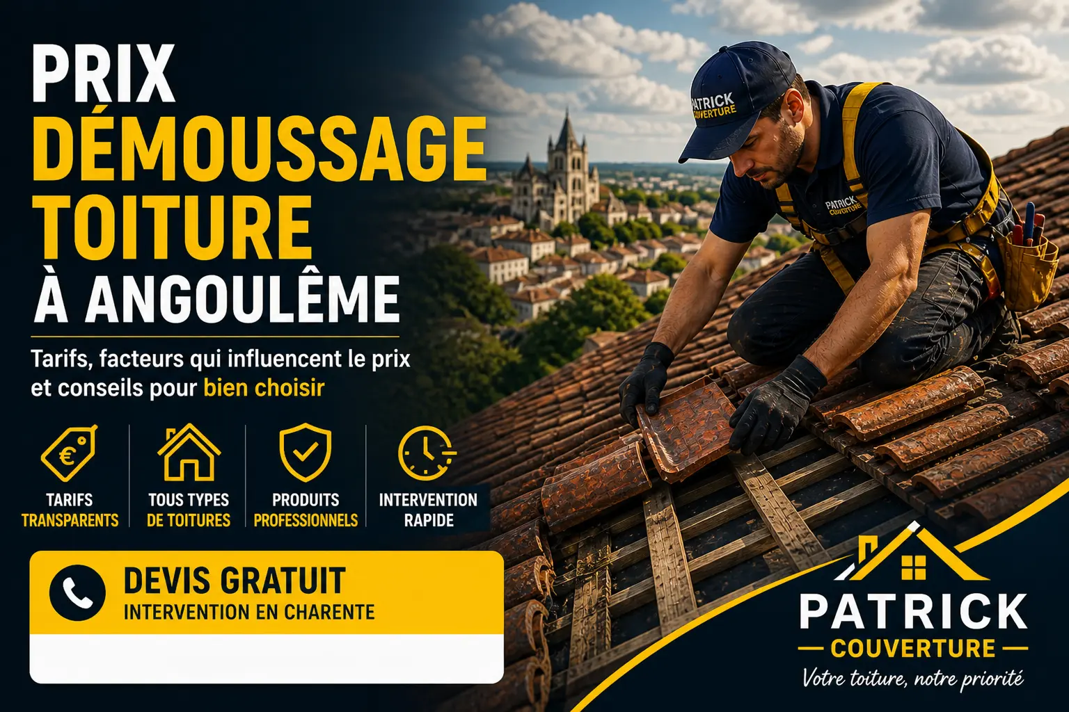 prix démoussage toiture Angoulême tarif nettoyage toiture Charente