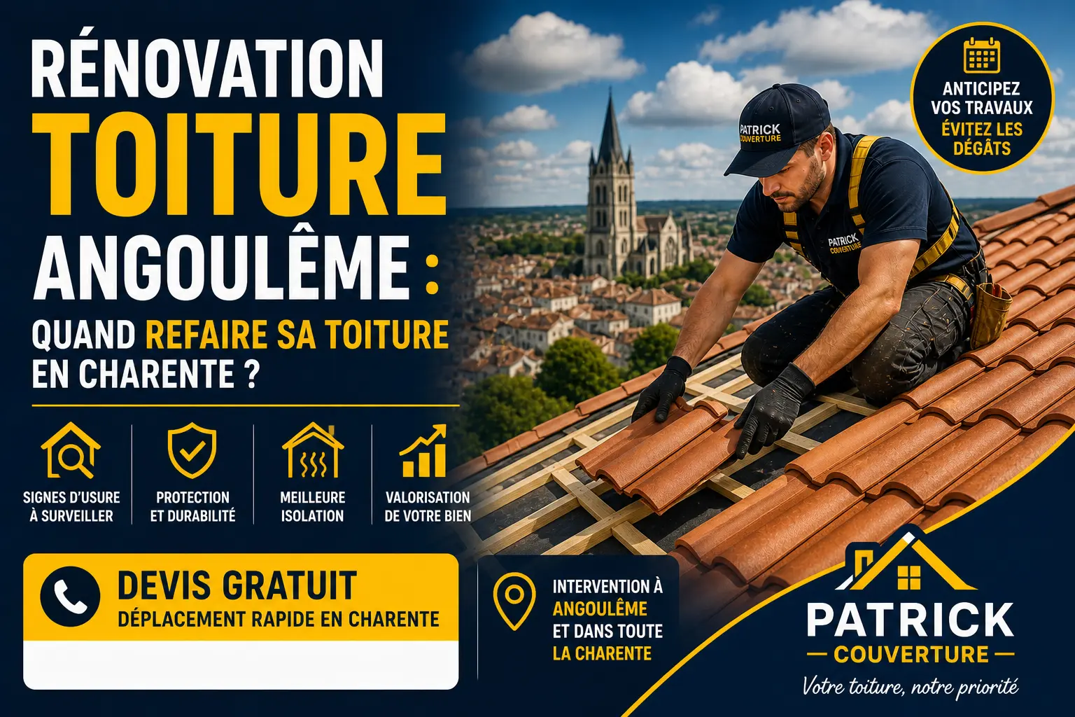 Rénovation toiture à Angoulême : refaire sa toiture en Charente