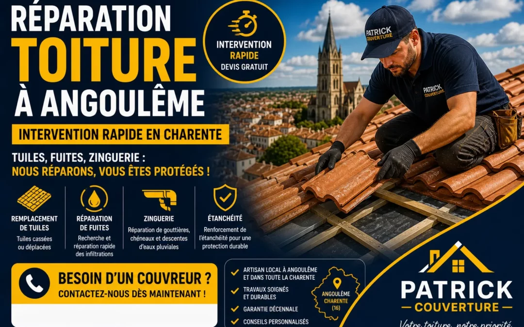 Réparation toiture à Angoulême : intervention rapide en Charente