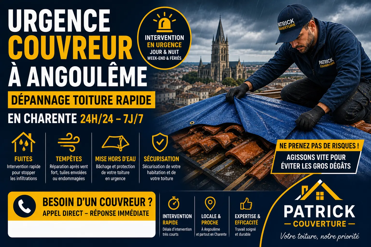urgence couvreur Angoulême dépannage toiture rapide Charente