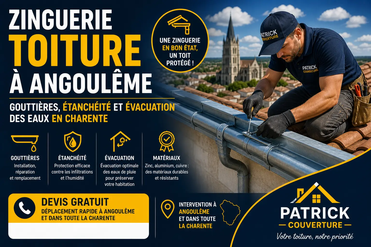 zinguerie Angoulême gouttières étanchéité toiture Charente